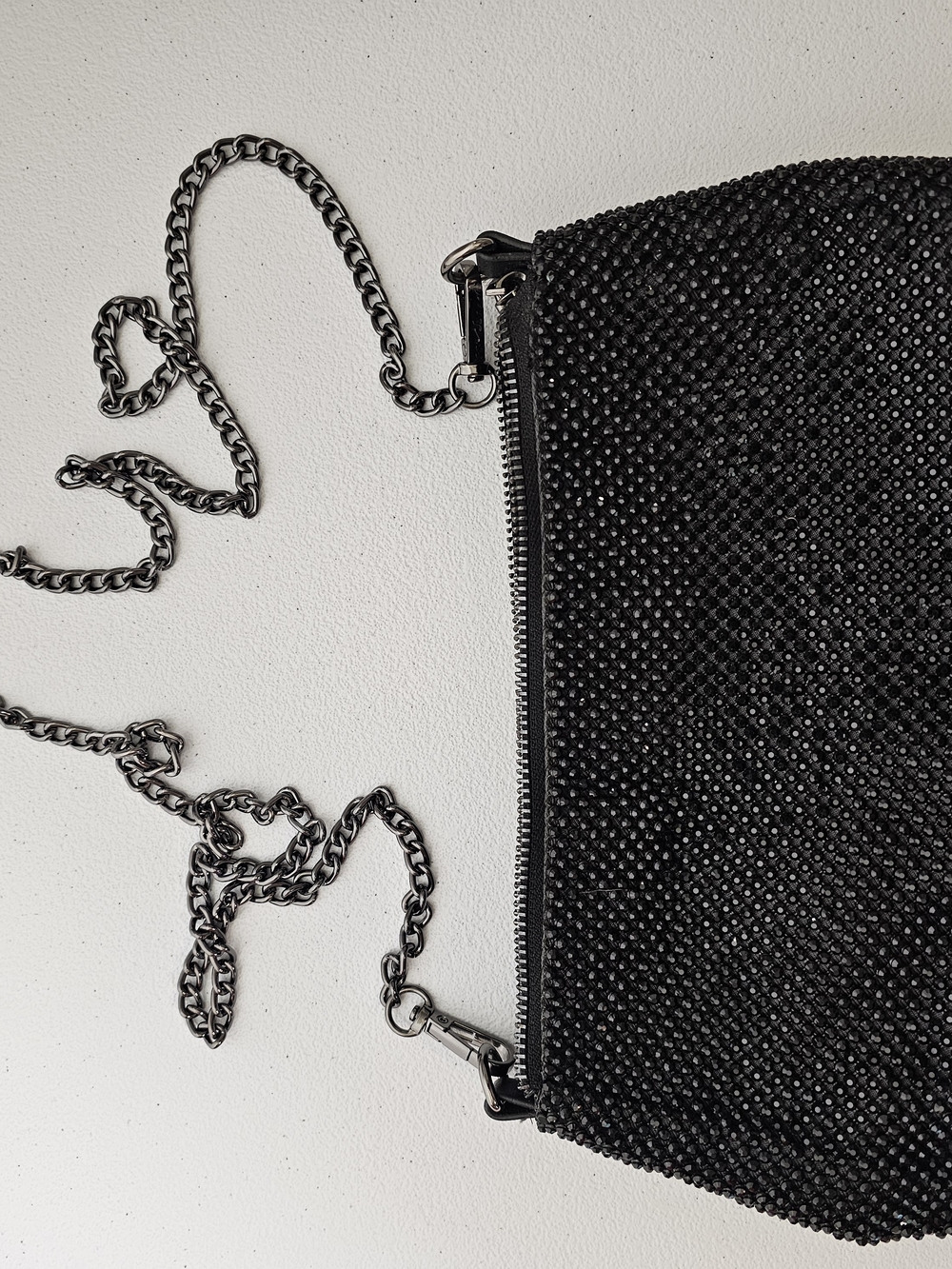 Simply Vera Wang Alana Black Rhinestone Chain Crossbody Bag